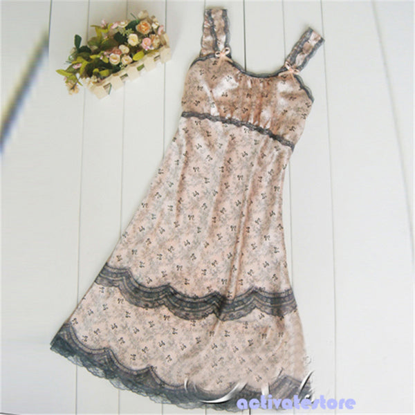 Sexy Women Lace Lingerie Imitated Silk Brace Sleepwear Nightgown Dress JX0093 Free Shipping