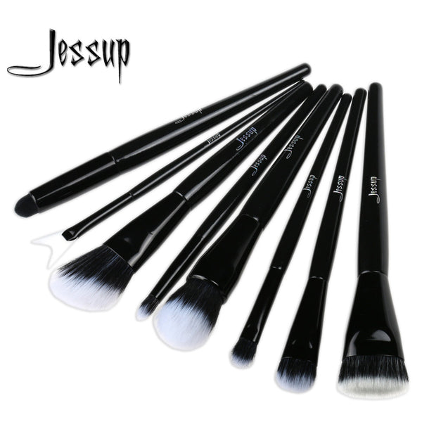 Jessup 8pcs Makeup Brushes Set Kabuki Foundation Eyeshadow Duo Pro Brushes Tools  contour powder sweep concealer  crease fan