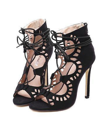 Brand New Gladiator High Heels Women Sandals Sexy Open Toe Cut Outs Women Shoes Lace Up Party Runway Shoes Women Pumps 534