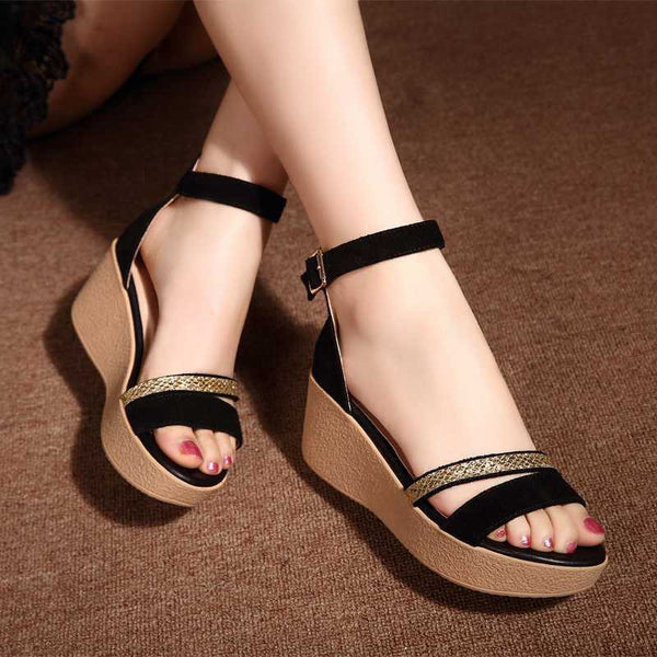 Summer 2016 Hot Fashion New Black Women Sandals Female Shoes for Women Nubuck Leather Trifle Shoes