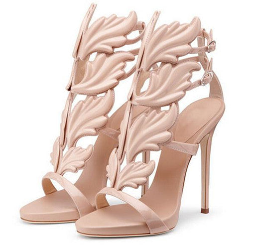 Cruel Summer Release Leaves Metallic Winged Gladiator Women Sandals High Heels Zapatos Mujer Woman Sandalias Women Shoes Pumps