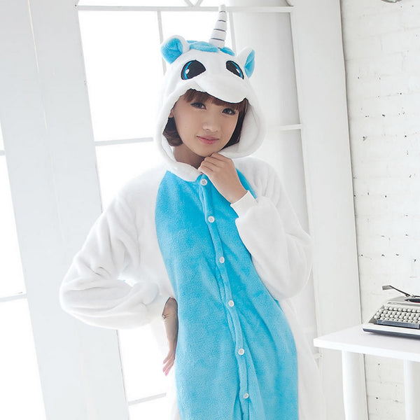 Unisex Autumn and Winter Pajama Sets 2016 Cute Cartoon Sleepwear Women Pajama Flannel Animal Pajama Stitch Panda Unicorn Onesies