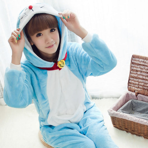 Unisex Autumn and Winter Pajama Sets 2016 Cute Cartoon Sleepwear Women Pajama Flannel Animal Pajama Stitch Panda Unicorn Onesies