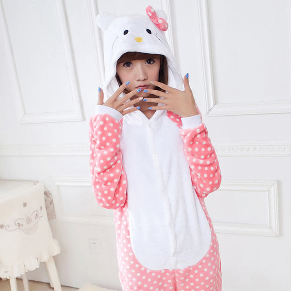 Unisex Autumn and Winter Pajama Sets 2016 Cute Cartoon Sleepwear Women Pajama Flannel Animal Pajama Stitch Panda Unicorn Onesies
