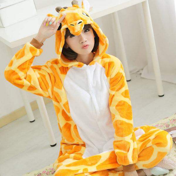 Unisex Autumn and Winter Pajama Sets 2016 Cute Cartoon Sleepwear Women Pajama Flannel Animal Pajama Stitch Panda Unicorn Onesies