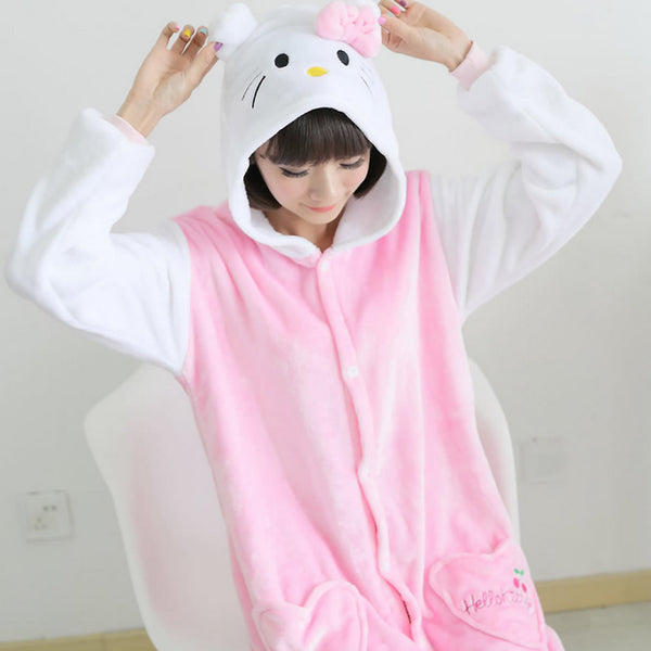 Unisex Autumn and Winter Pajama Sets 2016 Cute Cartoon Sleepwear Women Pajama Flannel Animal Pajama Stitch Panda Unicorn Onesies