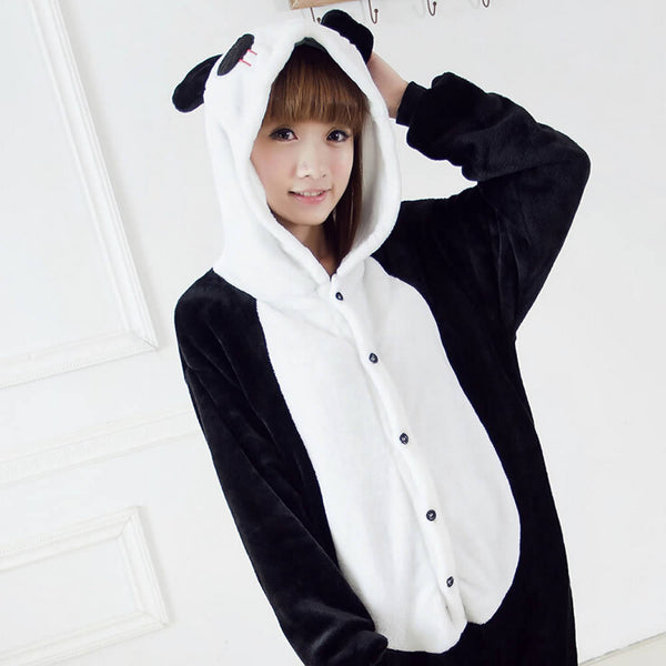 Unisex Autumn and Winter Pajama Sets 2016 Cute Cartoon Sleepwear Women Pajama Flannel Animal Pajama Stitch Panda Unicorn Onesies