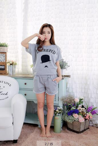 Soprt  Leisure clothes Newest 2016 spring & summer short sleeved women pajamas silk pyjamas lovely 90S sleepwear free shipping