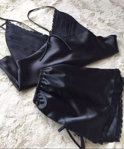 PIJAMA New V-Neck rayon silk women's sleepwear spaghetti strap lace sexy pajama set