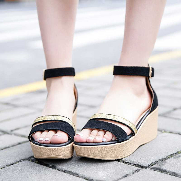 Summer 2016 Hot Fashion New Black Women Sandals Female Shoes for Women Nubuck Leather Trifle Shoes