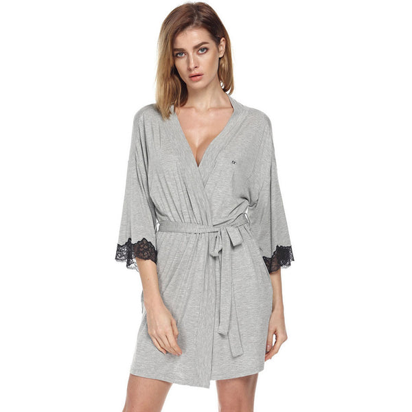 Ekouaer Women Sleepwear Nightwear Kimono Robe Soild Winter Autumn Casual Cotton Bathrobe Belt Elegant Bathroom Spa Robe