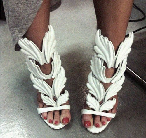 Cruel Summer Release Leaves Metallic Winged Gladiator Women Sandals High Heels Zapatos Mujer Woman Sandalias Women Shoes Pumps