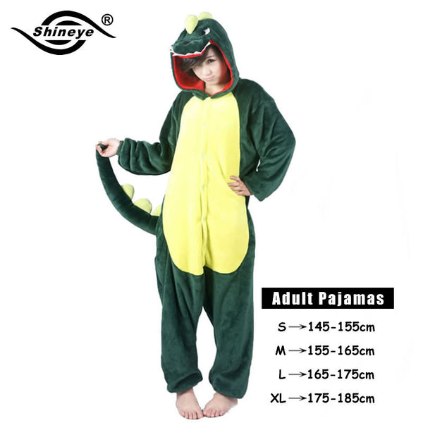 Shineye Panda Unicorn Stitch Giraffe Unisex Adults Flannel Pajamas Sets Cosplay Cartoon Animal Onesies Sleepwear  For Women Men