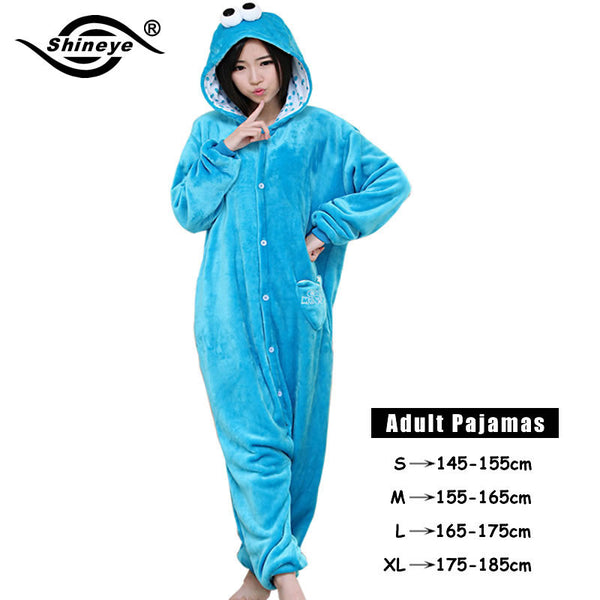 Shineye Panda Unicorn Stitch Giraffe Unisex Adults Flannel Pajamas Sets Cosplay Cartoon Animal Onesies Sleepwear  For Women Men