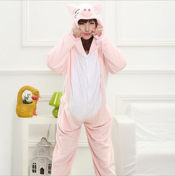 Hot Unisex Adult Flannel Pajamas Cosplay Cute Cartoon Animal Winter Onesies Christmas Halloween Pajama Pyjama Sets Pikachu Panda