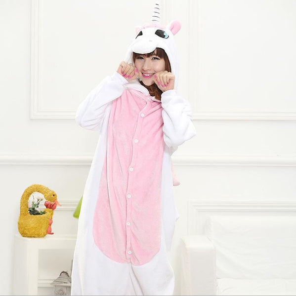 Hot Unisex Adult Flannel Pajamas Cosplay Cute Cartoon Animal Winter Onesies Christmas Halloween Pajama Pyjama Sets Pikachu Panda