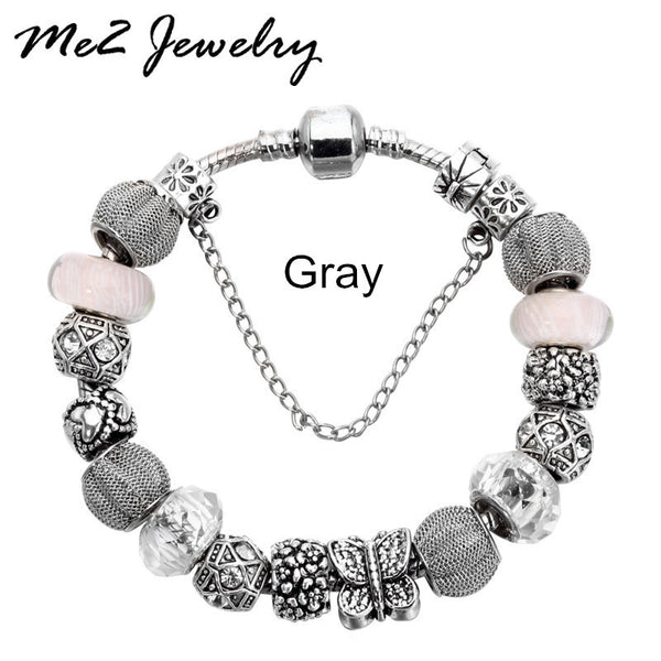 New European Silver Plated Bead Charm Bracelet Beads Fit Women Pandora Bracelets & Bangles Jewelry Free Shipping