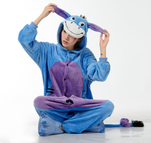 Unisex Adult Flannel Pajamas Adults Cosplay Cartoon Cute Animal Onesies Pyjama Sets Sleepwear Pikachu/Stitch/Unicorn/Tiger/Panda