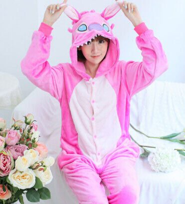 Cheap Adult Flannel Blue Pink Stitch Pig Kitty Cat Tiger Giraffe Unicorn Kigurumis Animal Pajamas Costume Onesies Unicorn Racoon