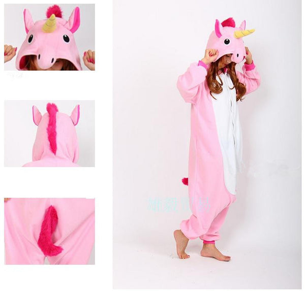 Cheap Adult Flannel Blue Pink Stitch Pig Kitty Cat Tiger Giraffe Unicorn Kigurumis Animal Pajamas Costume Onesies Unicorn Racoon