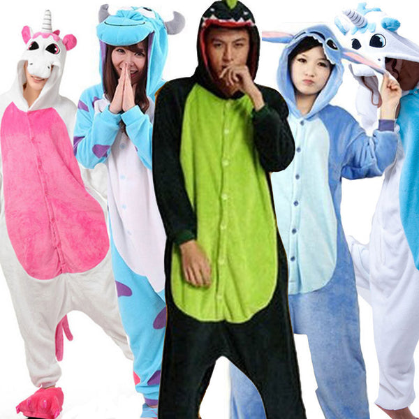 Unicorn Stitch Giraffe Unisex Flano Pajamas Adults Cosplay Cartoon Cute Animal Onesies Sleepwear Hoodies For Women Men Children