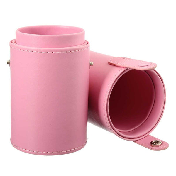 Hot Empty Portable Makeup Brush Round Pen Holder Cosmetic Tool PU Leather Cup Container Solid Colors 4 Optional Case