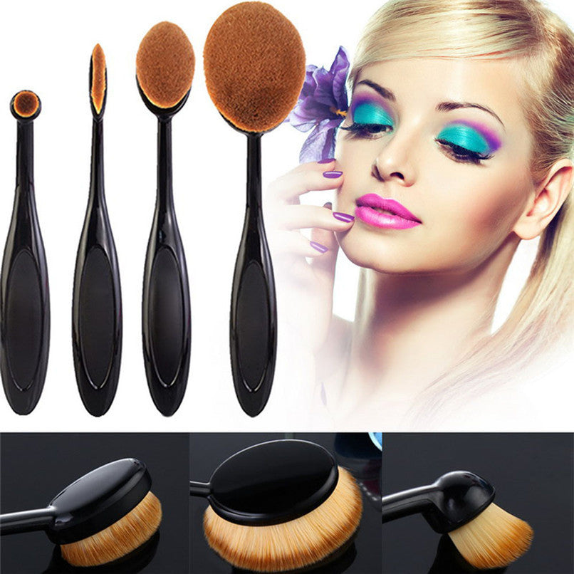 Sanwony Hot 4Pcs/Set Oval Makeup Brush Toothbrush Shape Eyebrow Makeup Foundation Brush Powder Brush Kits Freeshipping