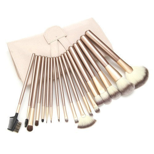 No Logo OEM Goat wool Makeup Brush18pcs set  portable full Cosmetic brush tools Foundation Eye shadow Blush Lip  brush make up