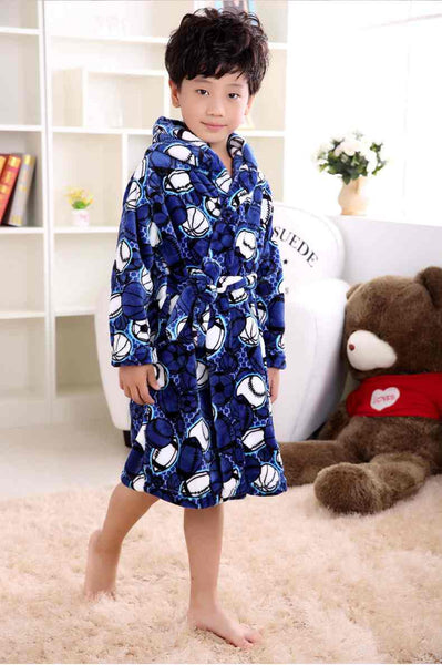 Autumn Winter Flannel Nightgown Children'S Pajamas Thick Coral Boys And Girls Children Baby Bathrobe Home Wear Kimono Soft Warm