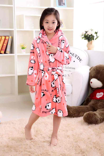 Autumn Winter Flannel Nightgown Children'S Pajamas Thick Coral Boys And Girls Children Baby Bathrobe Home Wear Kimono Soft Warm