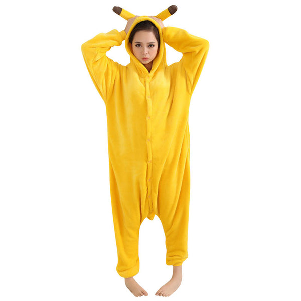 New Design Warm Winter Unisex Adult Onesie Kigurumi Pajamas Anime Costume Pikachu Sleepwear DM#6